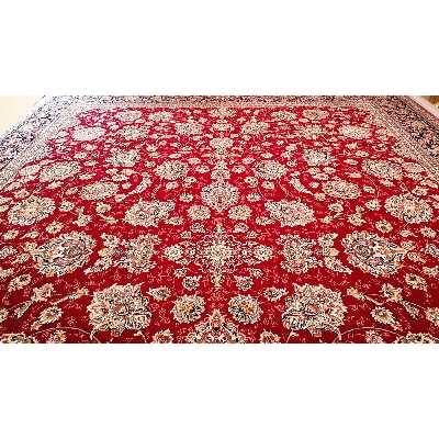 فرش ماشینی زمرد مشهد طرح افشان مدل گل  زمینه لاکی