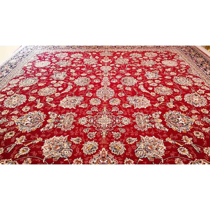 فرش ماشینی زمرد مشهد طرح افشان مدل گل  زمینه لاکی