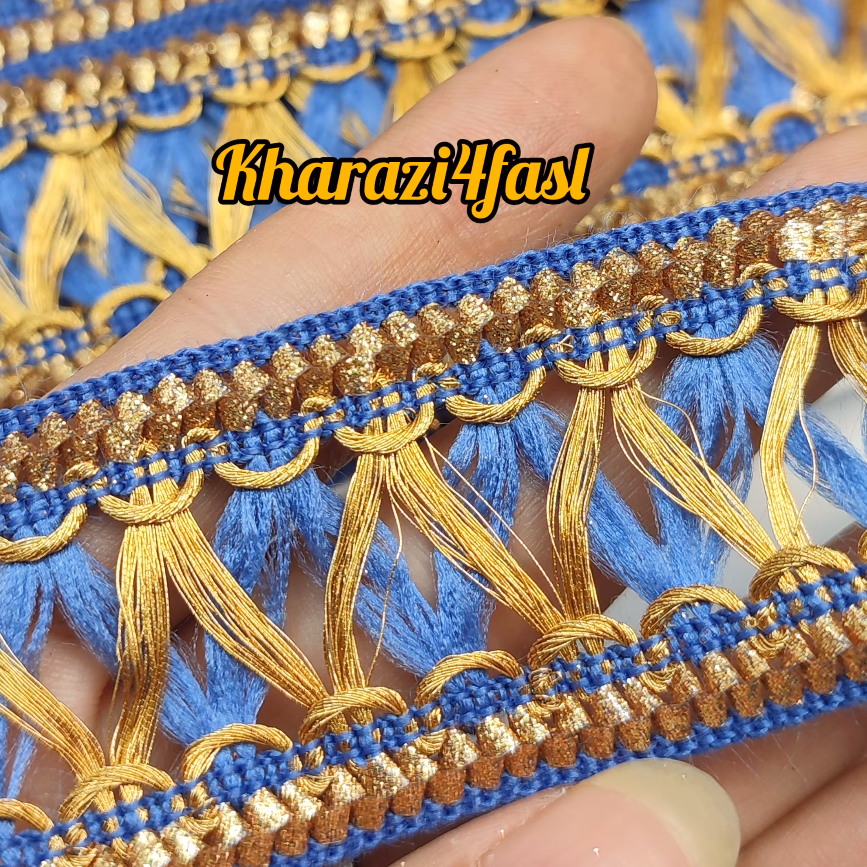 نوار هندی نوار تزئینی نوار ابریشمی لباس آبی. طلایی 