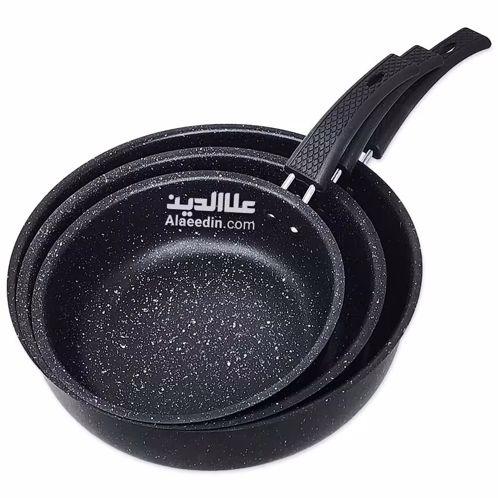 ماهیتابه سه تیکه تفلون تک دسته رستورانی تابه سه تایی تفلون