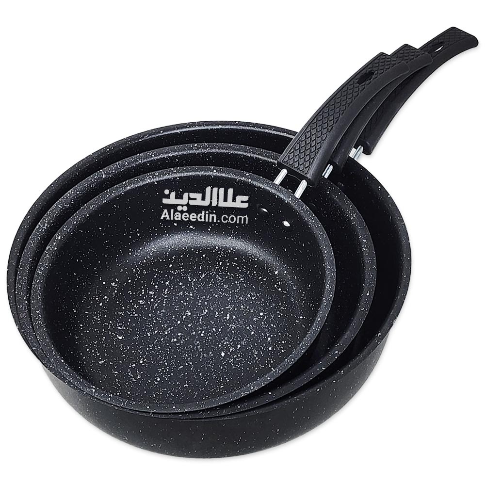 ماهیتابه سه تیکه تفلون تک دسته رستورانی تابه سه تایی تفلون