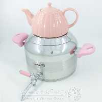 کتری و قوری استیل 6 لیتر با قوری چینی چشمگیر کد 7050