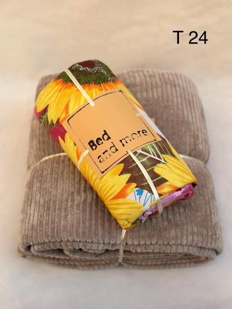 ست پتو و روتختی دونفره چهارتکه کدT24 (کاور تشک،پتو،دوعدد روبالشتی)