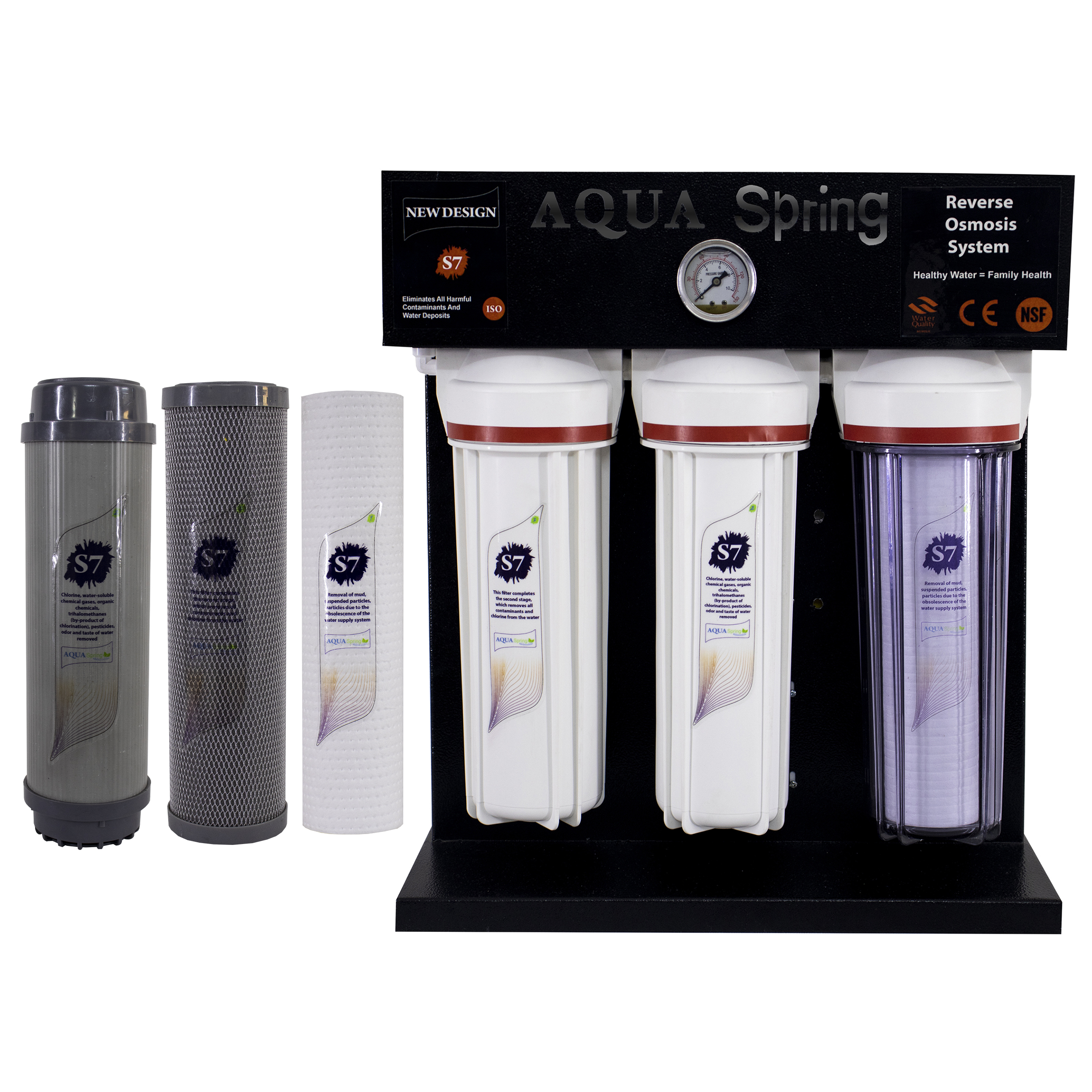 دستگاه تصفیه کننده آب آکوآ اسپرینگ مدل RO-S7-BZ 7950 به همراه فیلتر مجموعه سه عددی