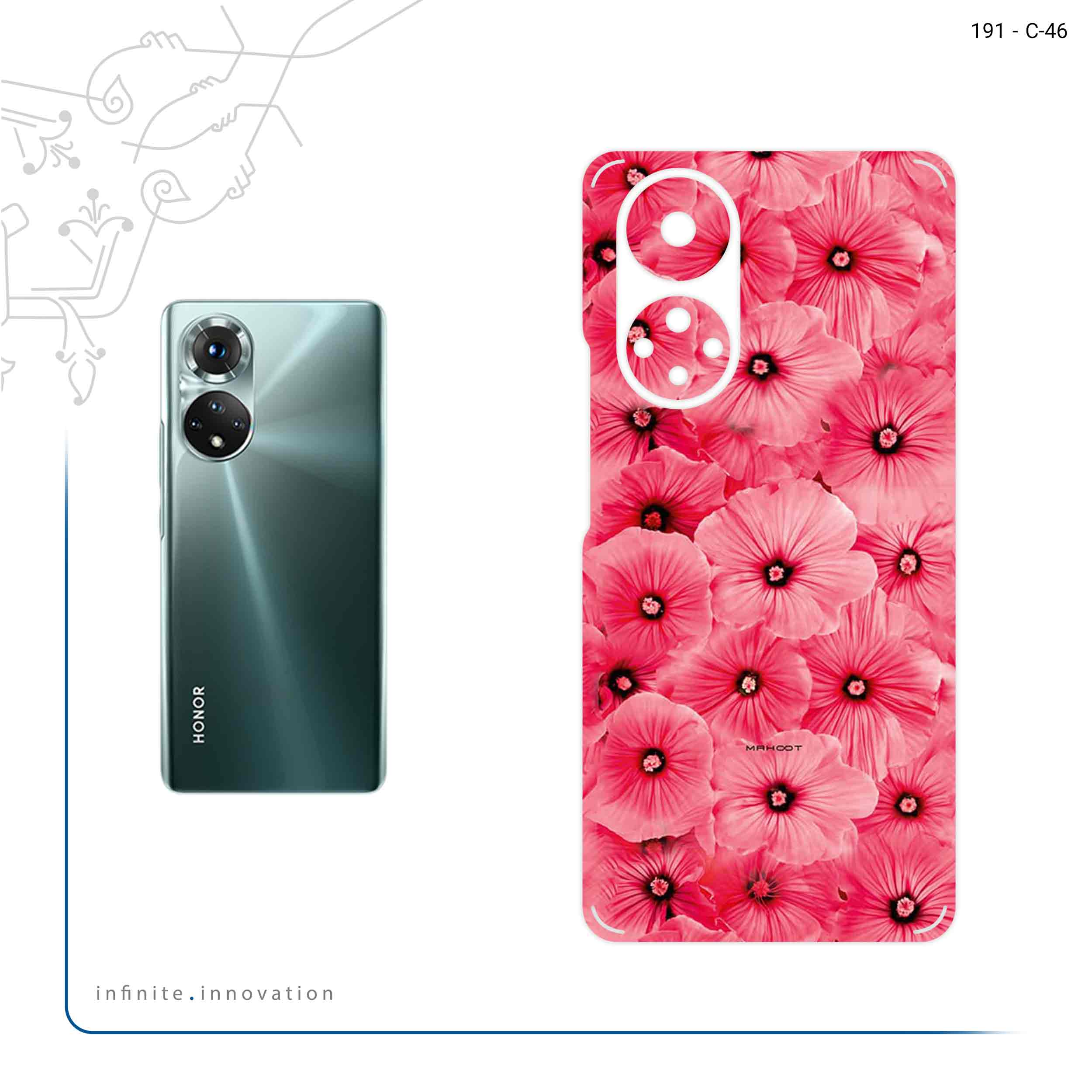 برچسب پوششی ماهوت مدل Pink_Flower مناسب برای گوشی موبایل آنر 50
