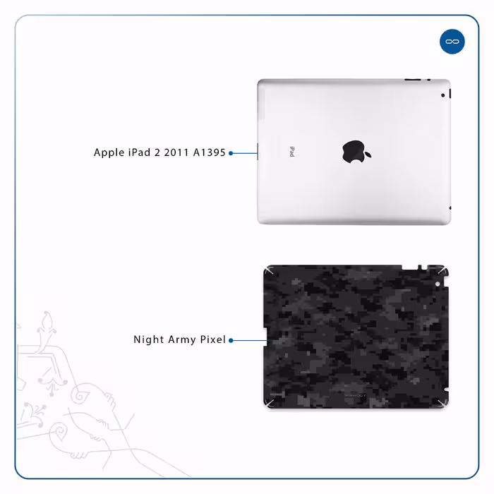 برچسب پوششی ماهوت مدل Night-Army-Pixel مناسب برای تبلت اپل iPad 2 2011 A1395
