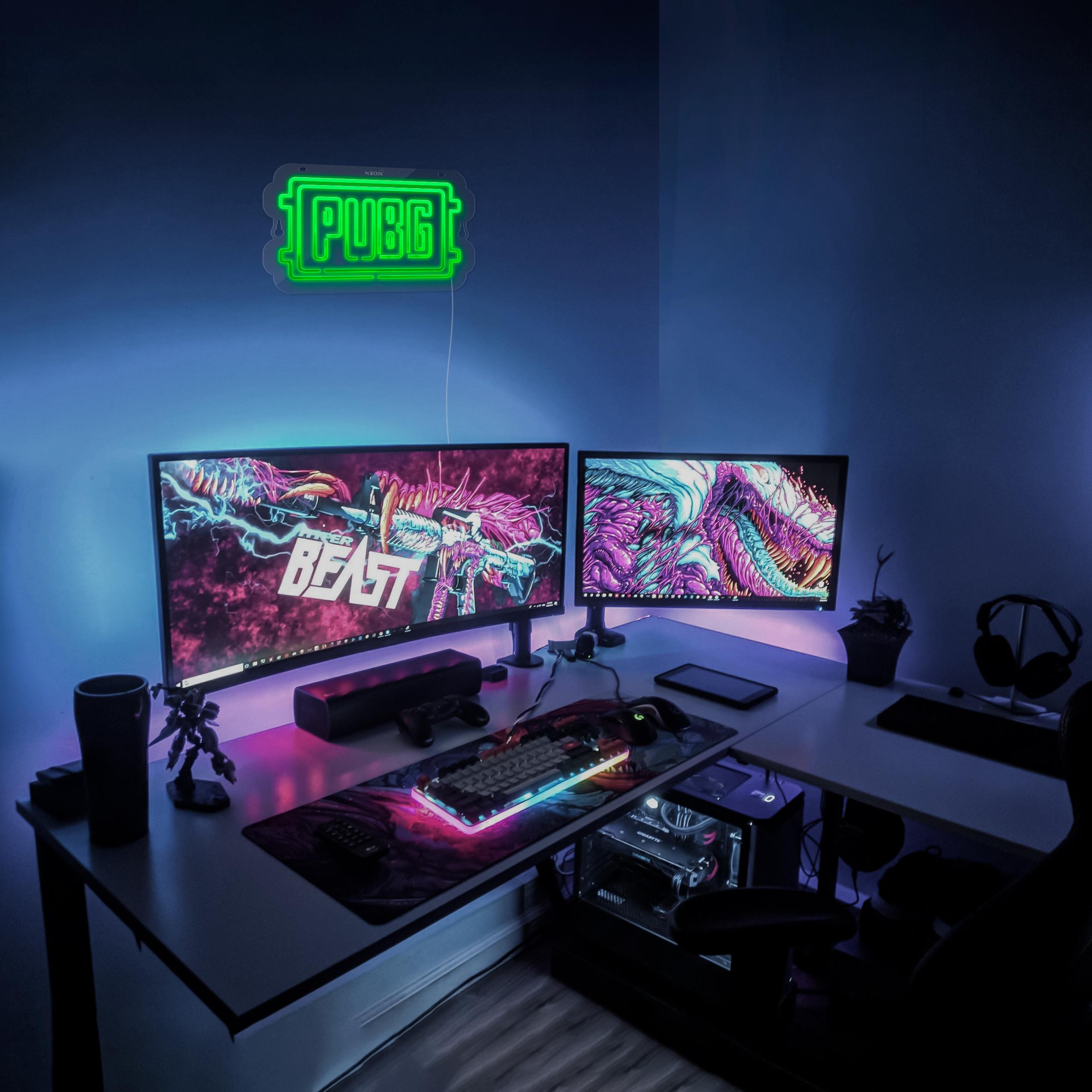 چراغ دیواری نئون دیزاین طرح Pubg-Logo_GR