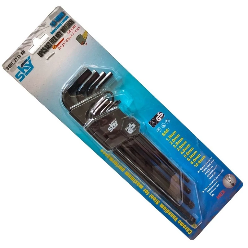 آچار آلن ته گرد اسکای مدل کارتی AJ-SKY-ST2223BB مجموعه 9 عددی