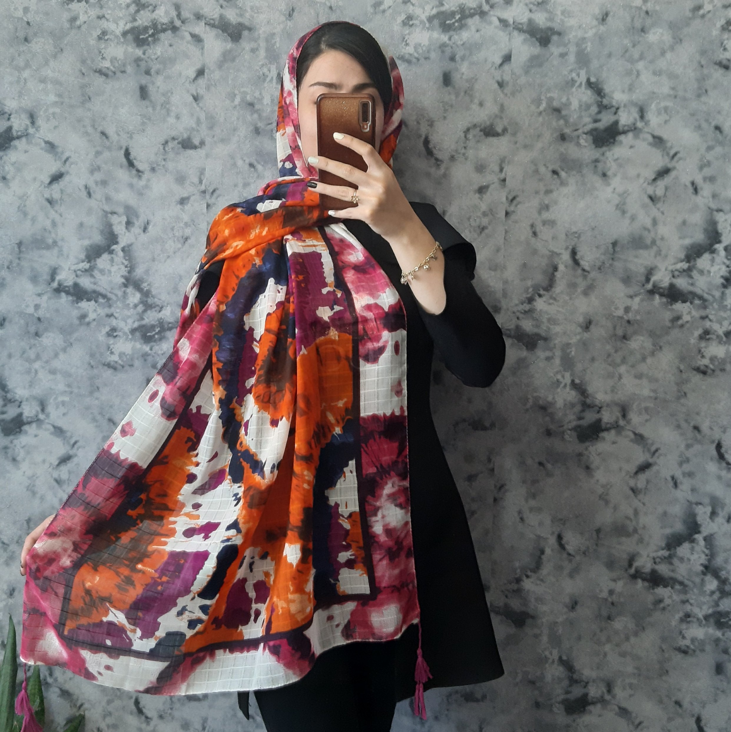 شال آبرنگی نخی مزونی