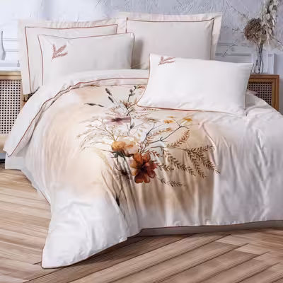 سرویس روتختی  کاتن باکس مدل Elite Bouquet Ekru دو نفره 6 تکه