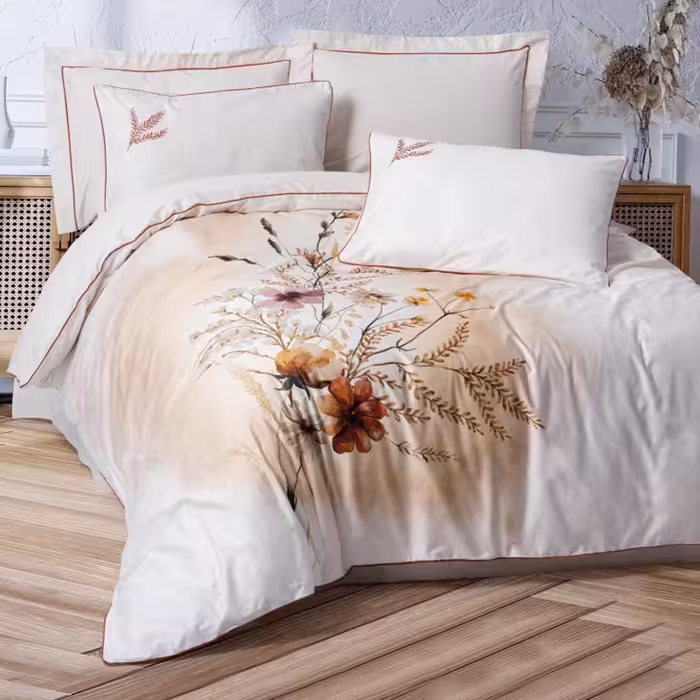 سرویس روتختی  کاتن باکس مدل Elite Bouquet Ekru دو نفره 6 تکه