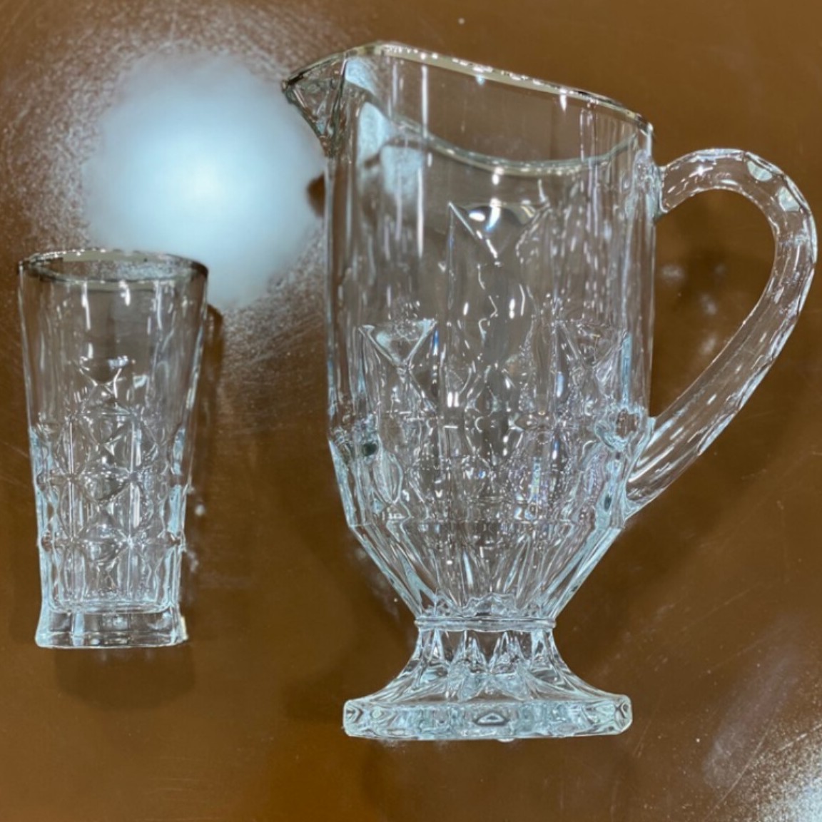 پارچ لیوان آکوا مارین لب نقره کریستال