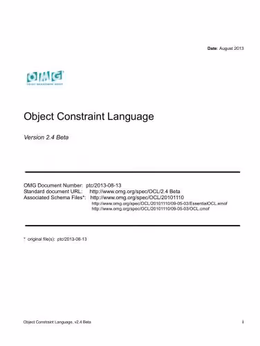 خرید و دانلود نسخه کامل کتاب Object Management Group. UML. Object Constraint Language. Version 2.4 Beta