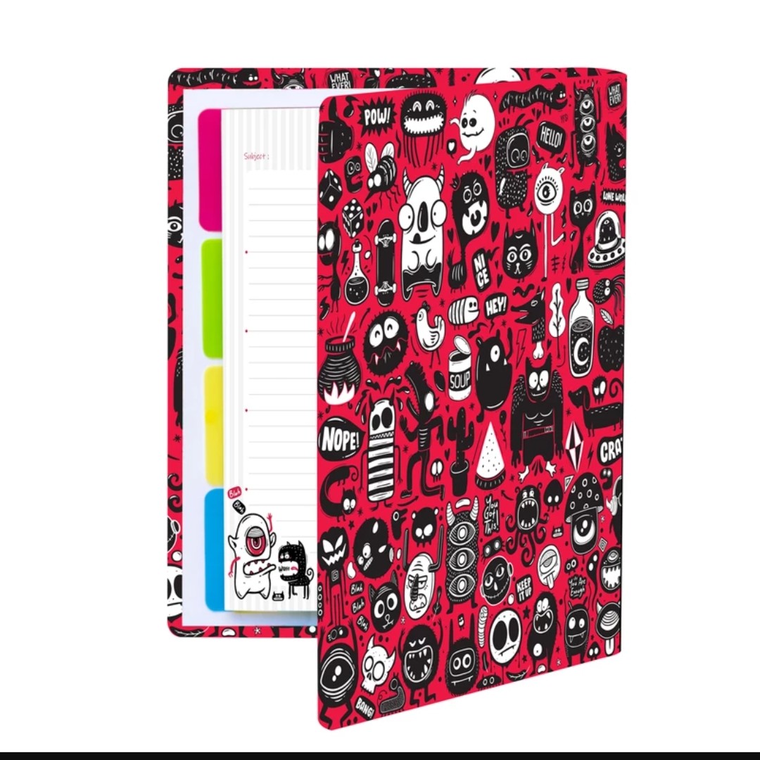 دفتر کلاسوری با کاغذ حاشیه دار کاما طرح هیولا