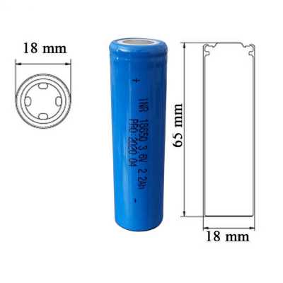 باتری لیتیوم یون قابل شارژ مدل 18650 ظرفیت 2200 میلی آمپرساعت