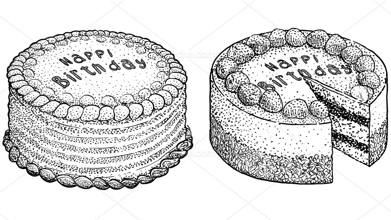 وکتور نقاشی کیک تولد | گرافیک با طعم تربچه