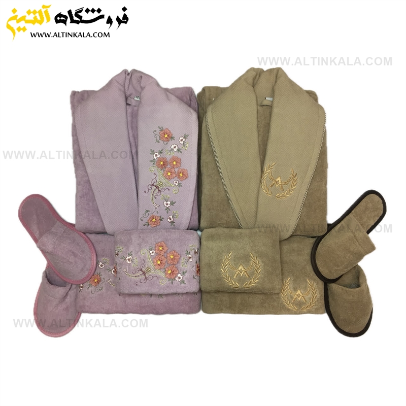 سرویس حوله عروس و داماد 10تکه یقه ابریشم برند MARIBOR