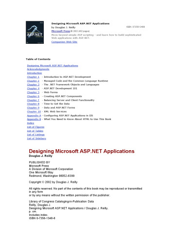 خرید و دانلود نسخه کامل کتاب Designing Microsoft ASPNET applications