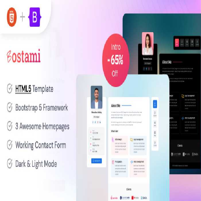 قالب Bostami بوستامی قالب HTML پورتفولیو شخصی