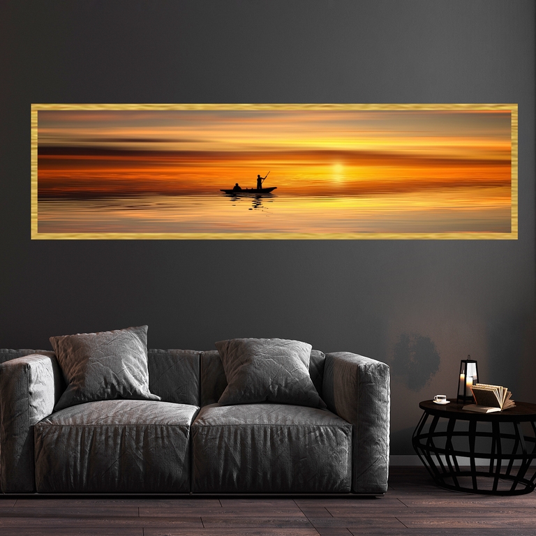 تابلو بکلیت طرح منظره غروب دلنشین سواری مدل T-7391