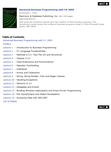 خرید و دانلود نسخه کامل کتاب Advanced Business Programming with C# 2005