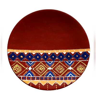 بشقاب دیوارکوب سفالی طرح سنتی کد 01 مجموعه 5 عددی