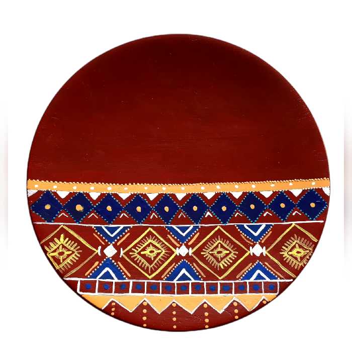 بشقاب دیوارکوب سفالی طرح سنتی کد 01 مجموعه 5 عددی