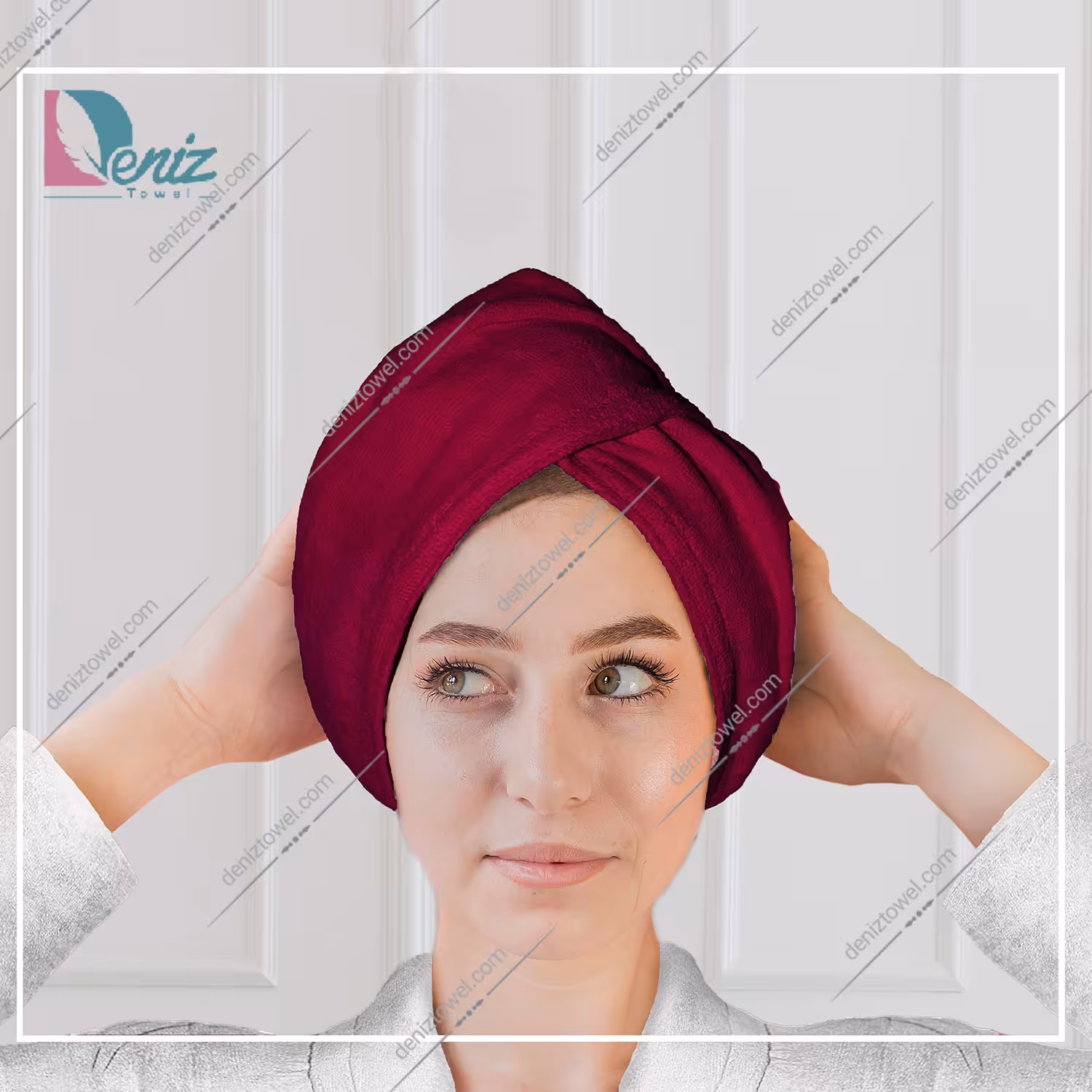 حوله سر طرح ساده مدل کلاه پیچ رنگ زرشکی