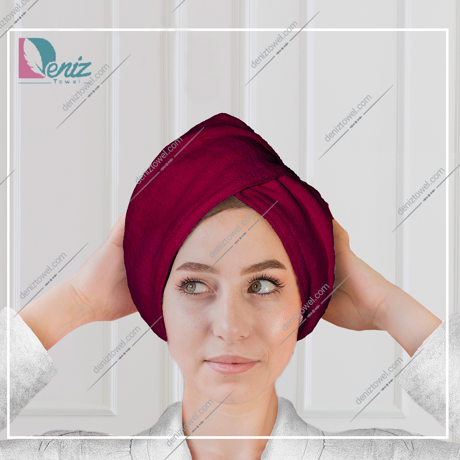 حوله سر طرح ساده مدل کلاه پیچ رنگ زرشکی