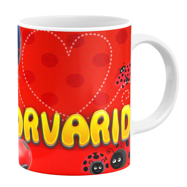 ماگ طرح دختر کفشدوزکی مدل مروارید