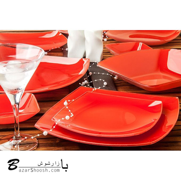 سرویس 6 نفره غذا خوری 27 پارچه بلور آرکوفام طرح رنگی