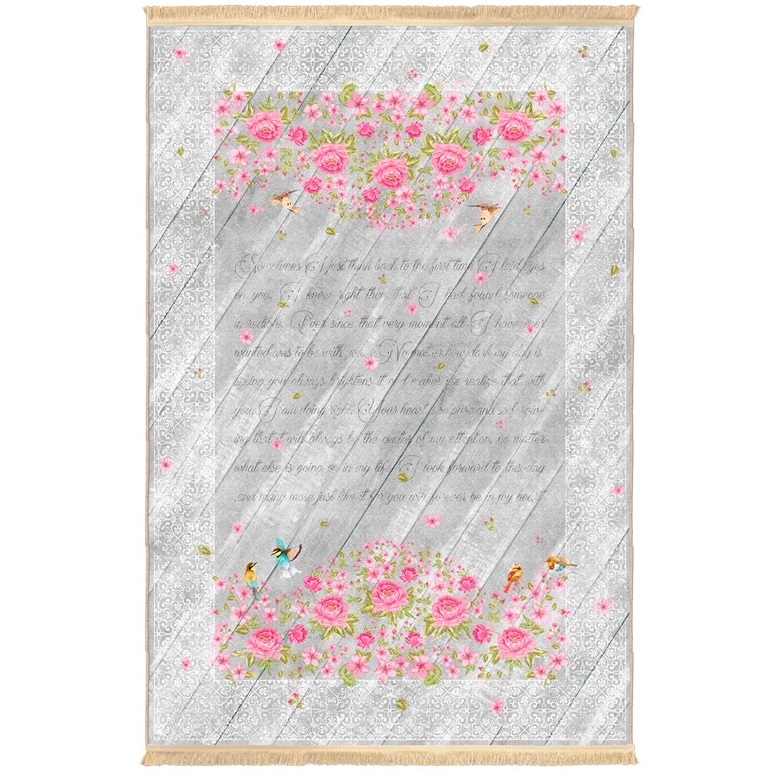 فرش ماشینی کد 100448 زمینه خاکستری