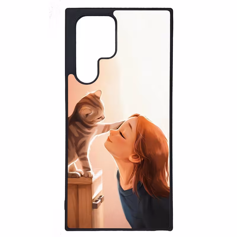 کاور طرح دختر و گربه کد G-151 مناسب برای گوشی موبایل سامسونگ Galaxy S22 Ultra | دیجی قاب دونی
