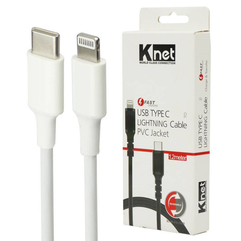 کابل تبدیل فست شارژ K-Net K-CUCL2012 Type-C to Lightning 1.2m