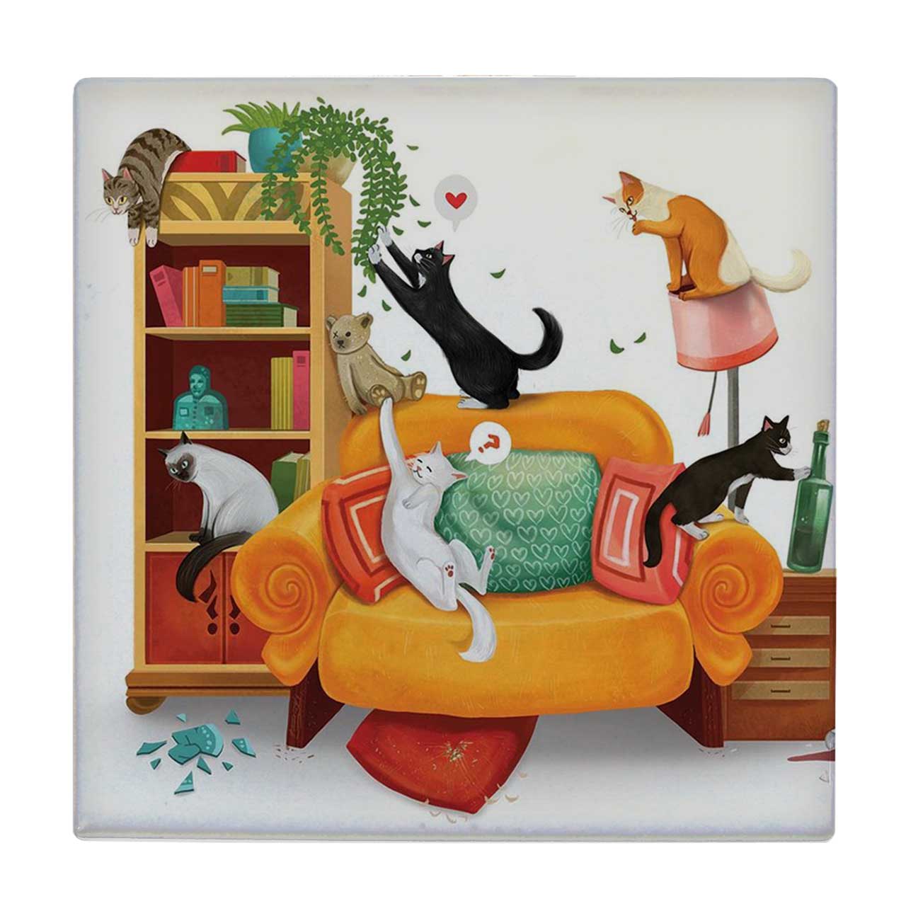  کاشی کارنیلا طرح گربه ها در اتاق نشیمن کد WKB5056 