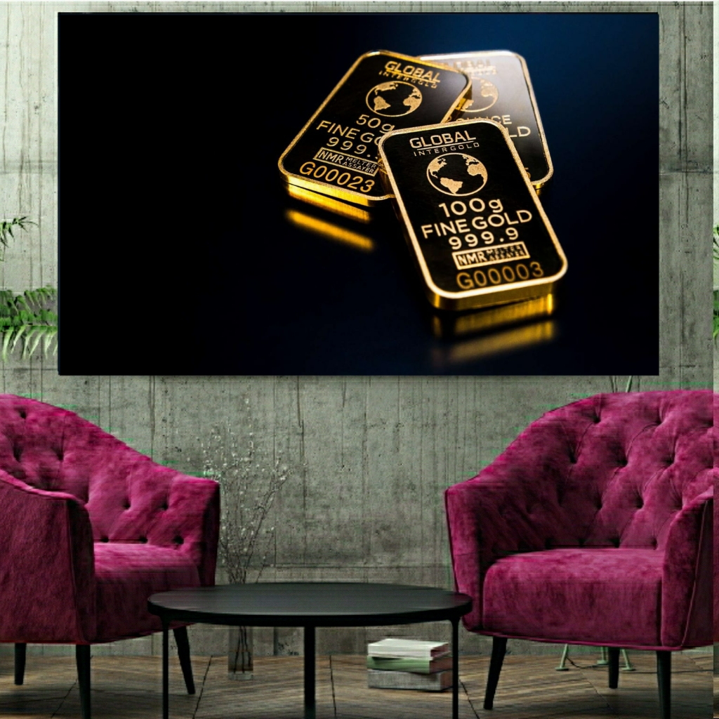 تابلو بوم طرح شمش طلا مدل SDB524