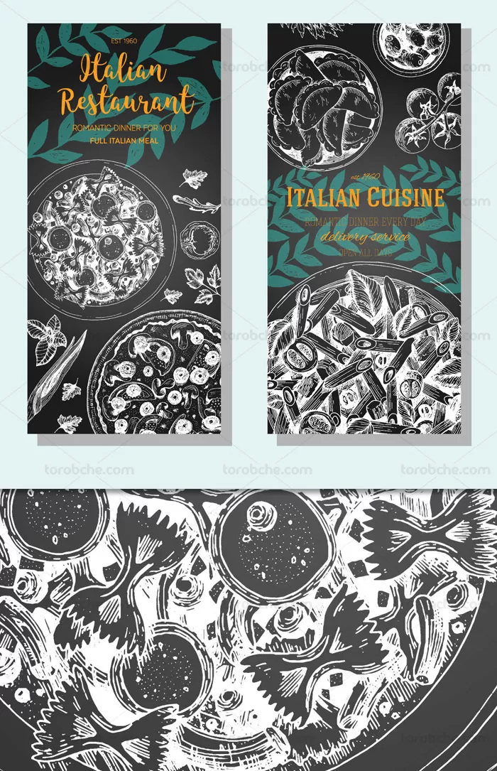 وکتور بنر رستوران ایتالیایی کلاسیک - گرافیک با طعم تربچه