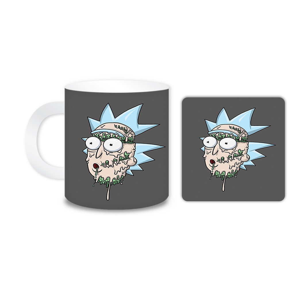 ماگ مدل ریک و مورتی کد 454 به همراه زیر لیوانی