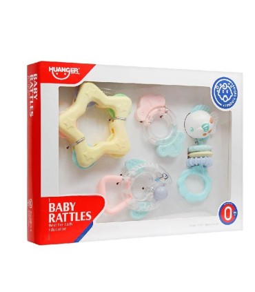 اسباب بازی جغجغه و دندانگیر نوزاد 4 عددی هانگر Huanger
