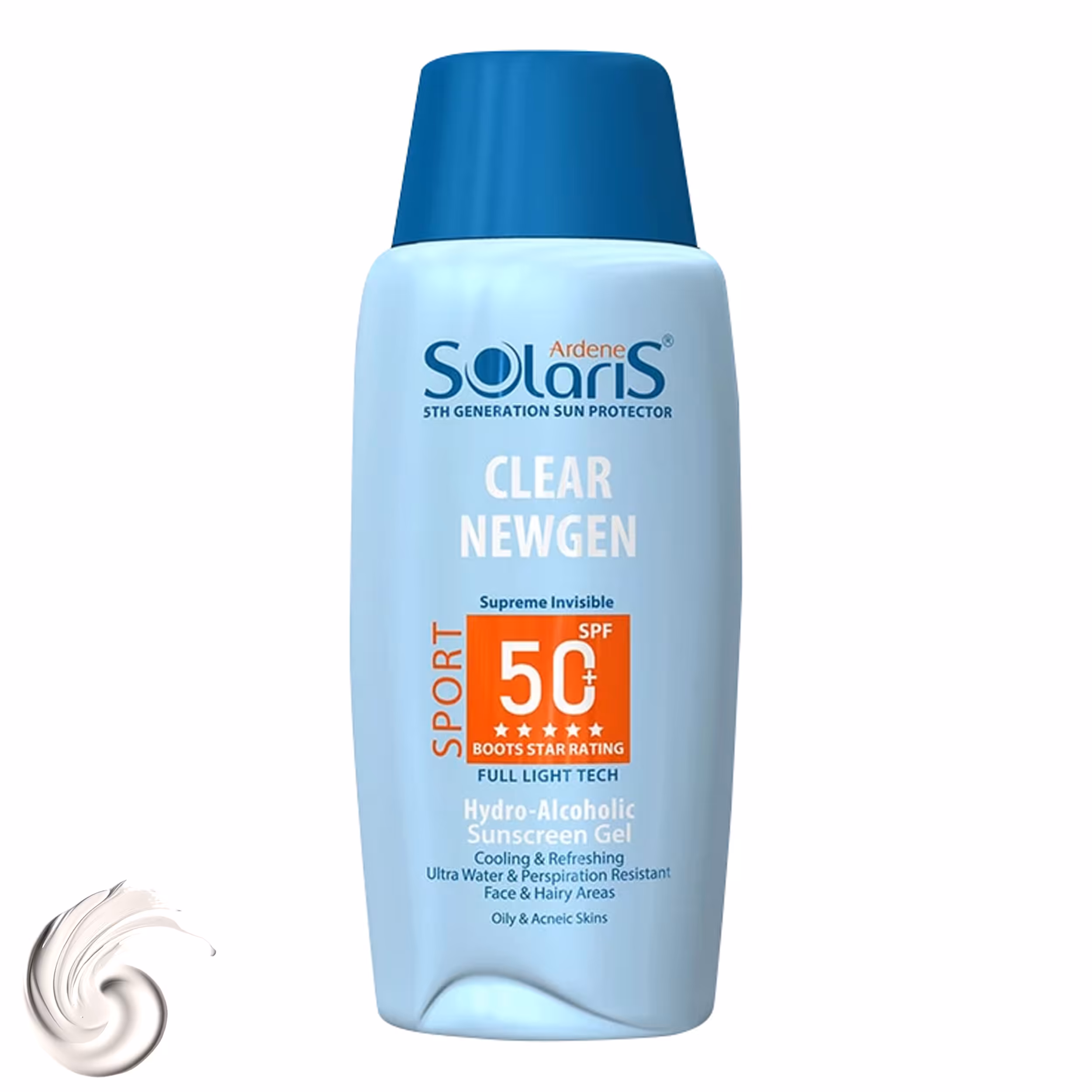ژل ضد آفتاب آردن سولاریس مدل Clear Newgen Sport با +SPF50 مناسب پوست های چرب و مستعد جوش حجم 100 میلی لیتر