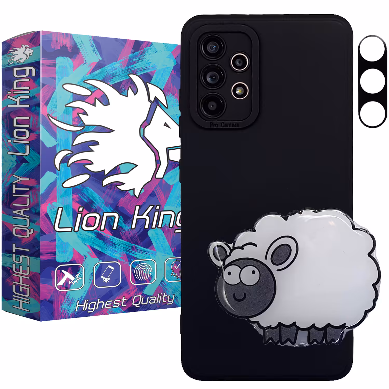 کاور لاین کینگ مدل Babaee مناسب برای گوشی موبایل سامسونگ Galaxy A53 به همراه پایه نگهدارنده و محافظ لنز