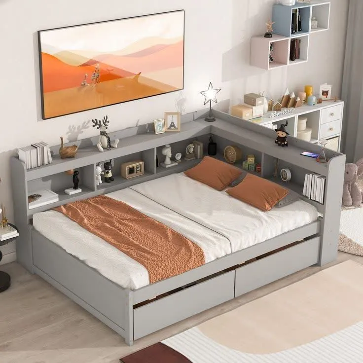 تختخواب یک نفره کتابخانه دار