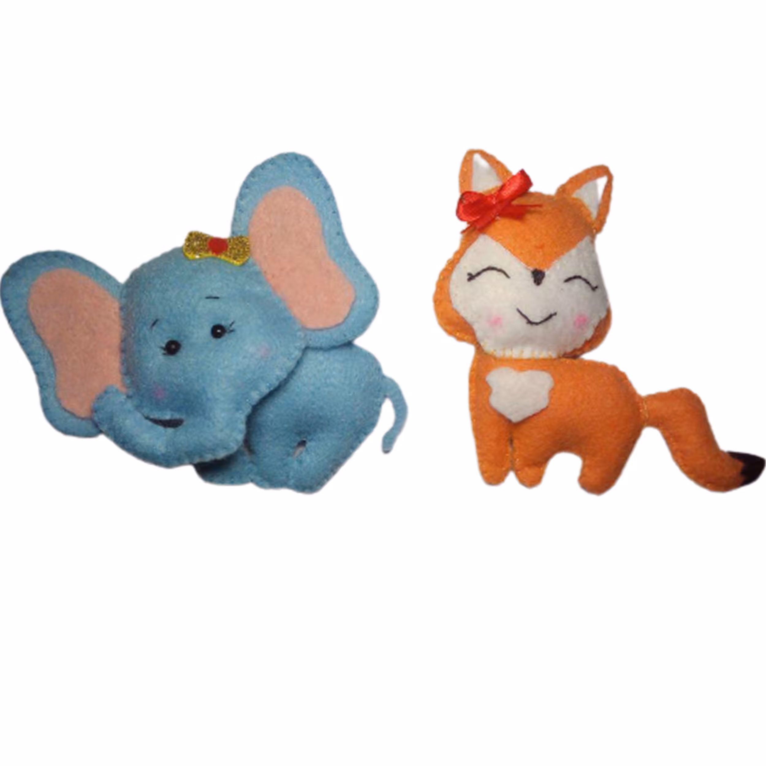عروسک نمدی طرح فیل و روباه کد Akrilic3 مجموعه 2 عددی