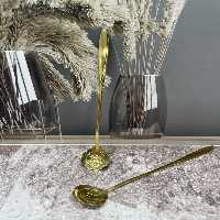 قاشق  شربت  خوری   طرح   گل  طلایی  رنگ  