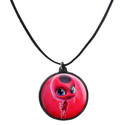 گردنبند پرمانه طرح کفشدوزکی کد pmb.269 مدل دو طرفه