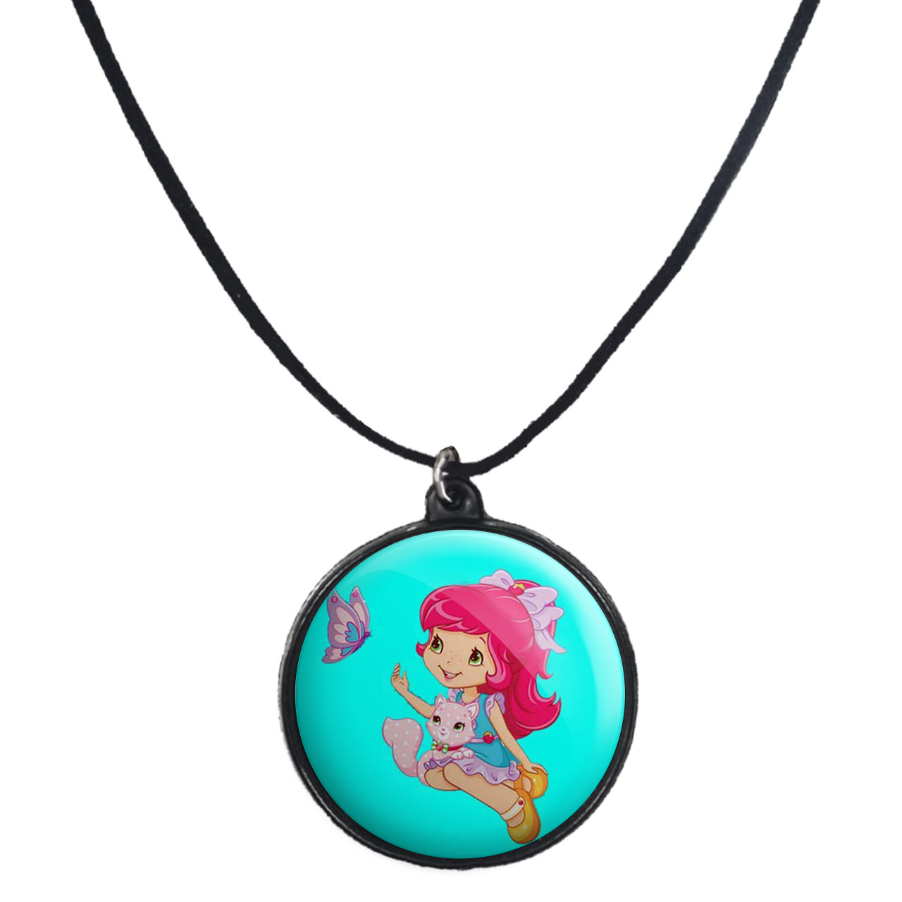 گردنبند پرمانه طرح دختر توت فرنگی کد pmb.1663 مدل دو طرفه