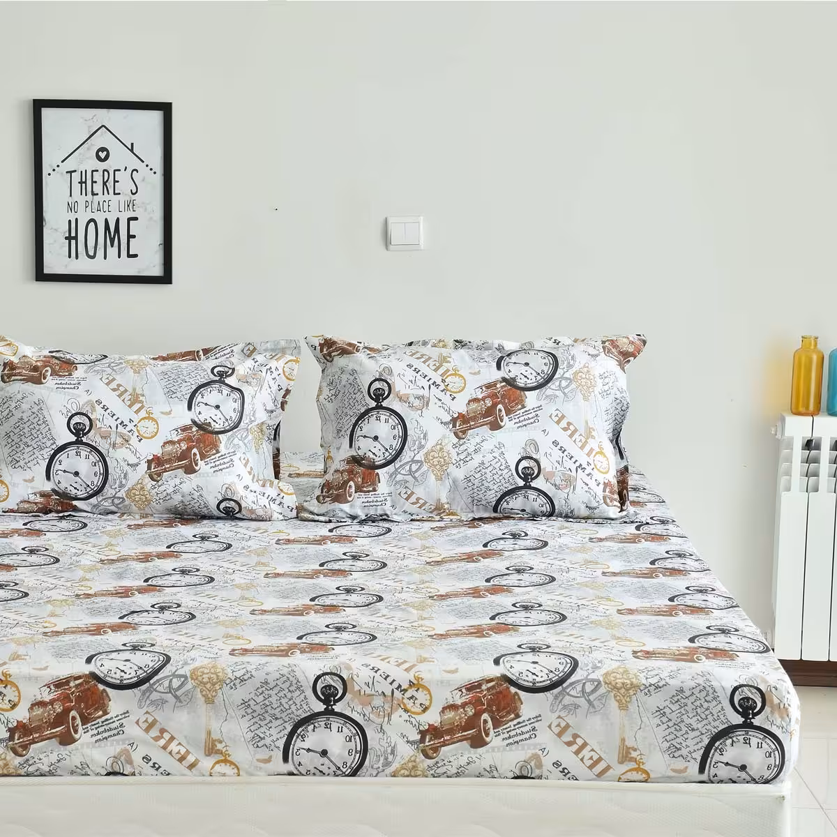 سرویس ملحفه بومرنگ مدل Clock-160 دونفره 3 تکه