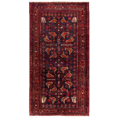 فرش دستبافت دو و نیم متری مدل نقشه بلوچ  کد 23.1294