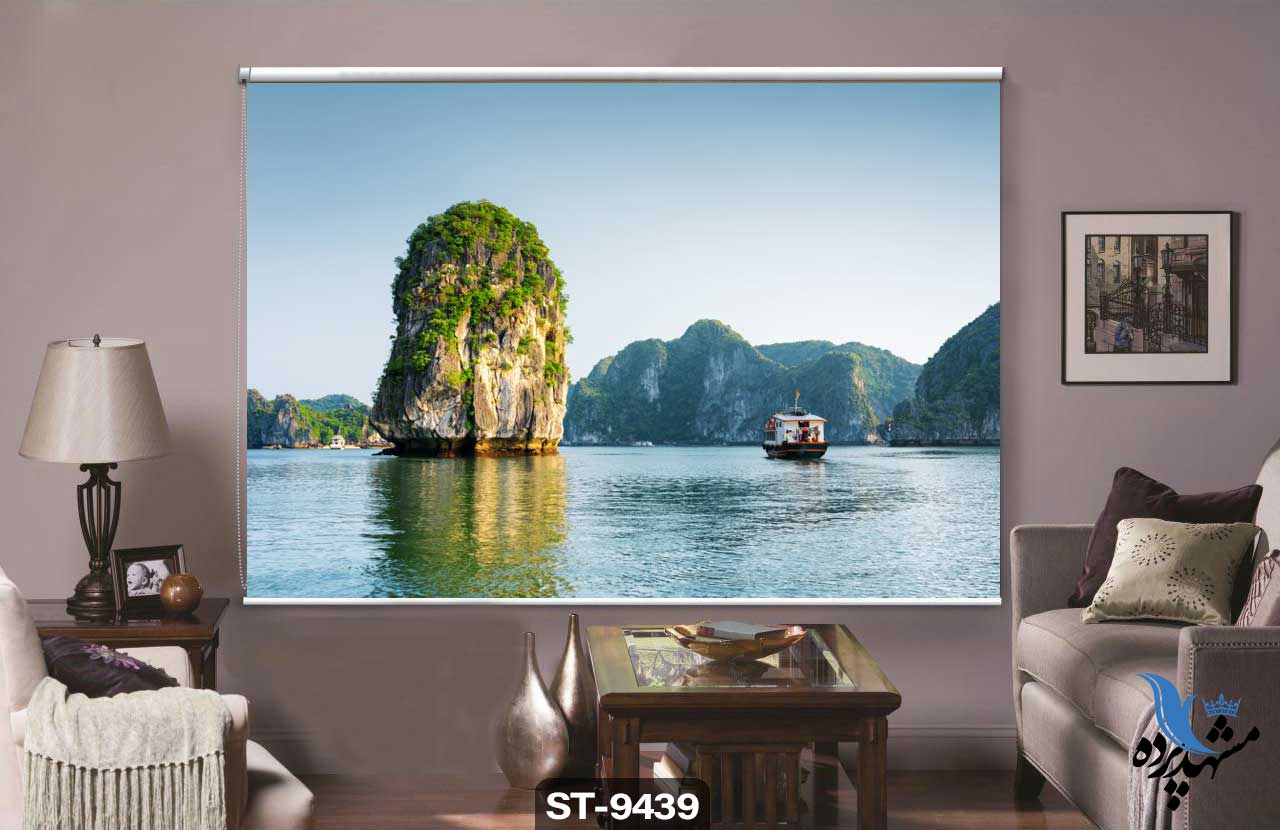 پرده شیدرول تصویری طرح صخره و دریا کد st-9439