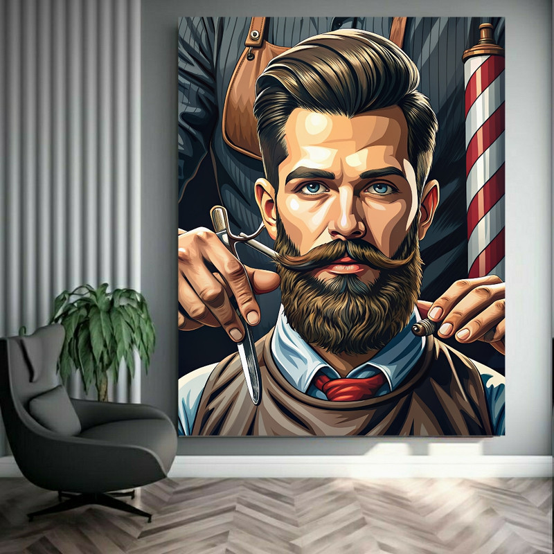 تابلو شاسی شاسی طرح آرایشگاه مردانه مدل چهره کد BK2012 | دنیای قاب